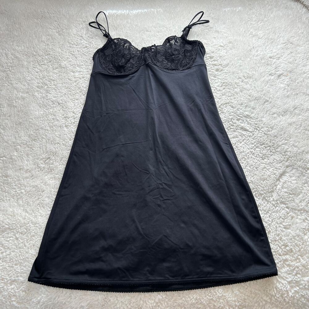 Victoria Secret Bra Slip Dress Black Lace Lingerie 36C Emo Grunge Fairy Goth